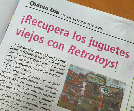 Retrotoys.com.ve en el semanario QUINTO DÍA
